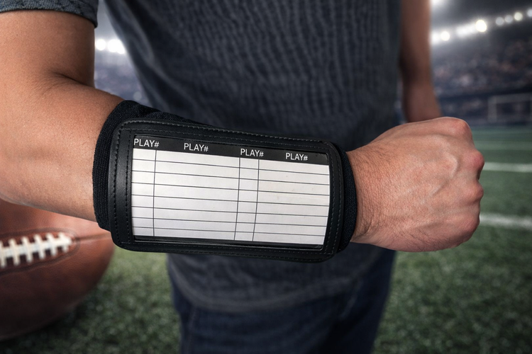 Muñequera de jugadas QB Futbol Americano Brazalete Mariscal de Campo Playbook