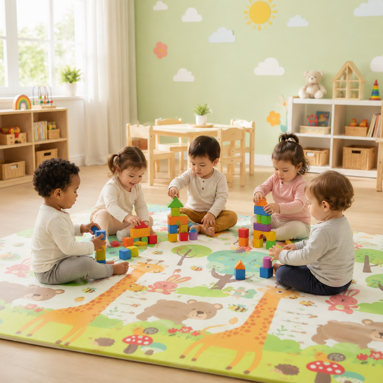 Tapete Infantil Plegable Doble Vista 150 × 200 cm con Relieve Interactivo, Acolchado, No Tóxico y Libre de BPA