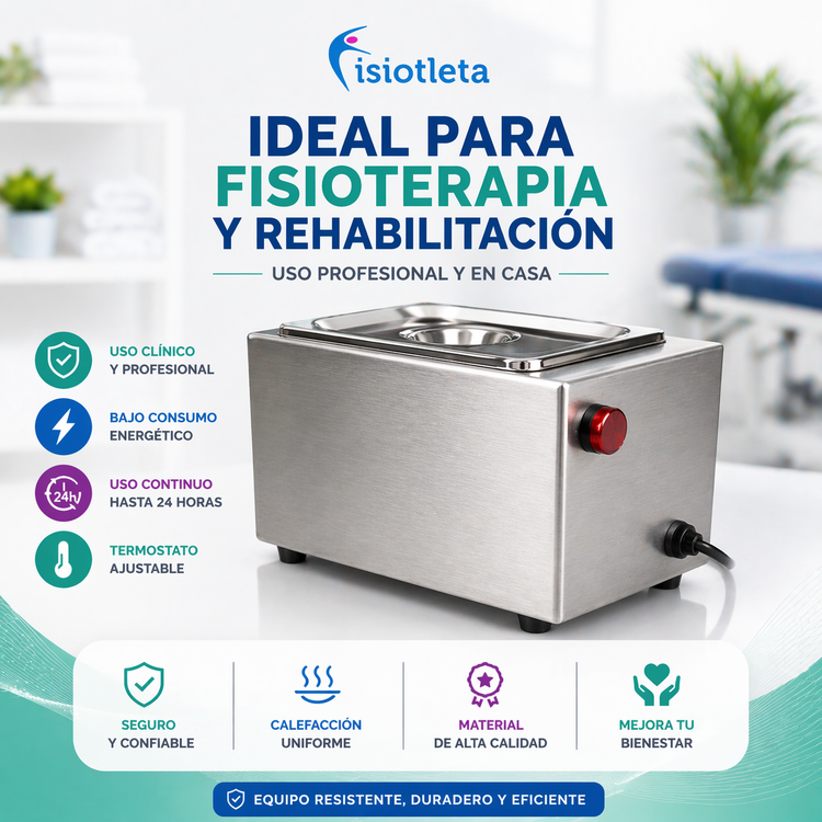 Parafinero Profesional de Acero Inoxidable para Terapia de Parafina | Uso Clínico y Rehabilitación