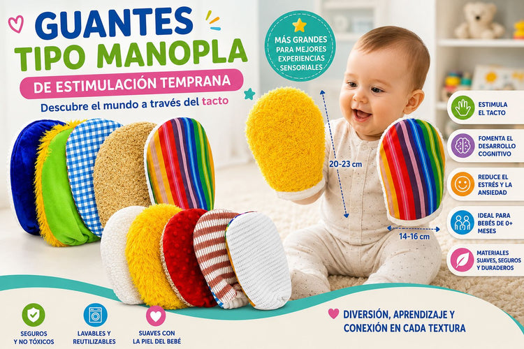 Kit de Guantes de Estimulación Temprana Sensorial Multitexturas para Bebés