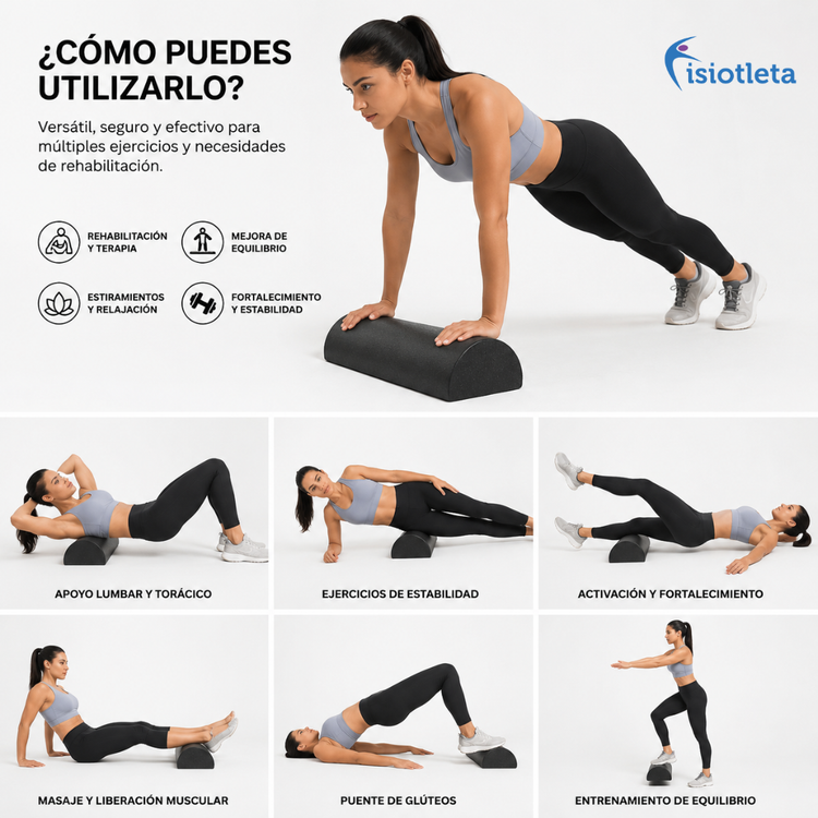 Medio Cilindro de EPP para Fisioterapia y Rehabilitación | 30 y 45 cm