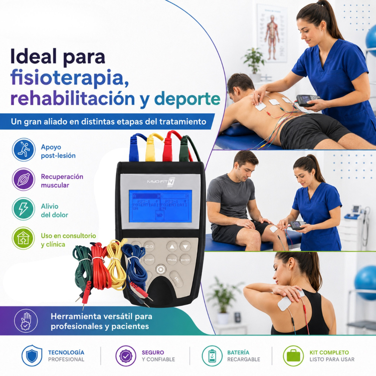 MYOFIT 4 + COMPRESA ELÉCTRICA + GUANTE DE ELECTROESTIMULACIÓN. ELECTROESTIMULADOR CON REGALOS ¡GRATIS!