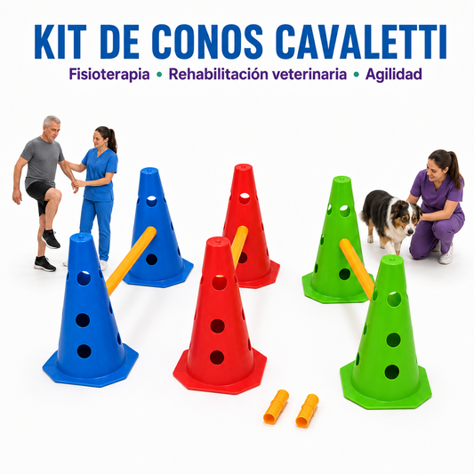 Kit de Conos De Obstáculos Cavaletti con Varas Extensibles para Fisioterapia y Agilidad