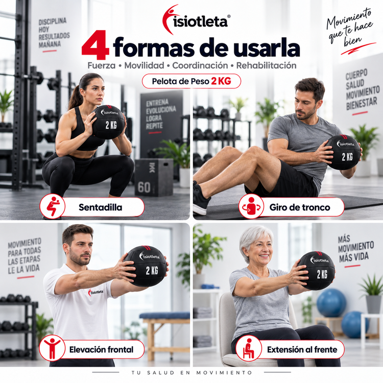 Pelota de Peso Medicinal sin Agarradera Med Ball Fitball para Fisioterapia, Rehabilitación, Ejercicio y Entrenamiento Funcional