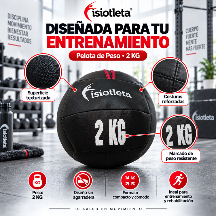 Pelota de Peso Medicinal sin Agarradera Med Ball Fitball para Fisioterapia, Rehabilitación, Ejercicio y Entrenamiento Funcional
