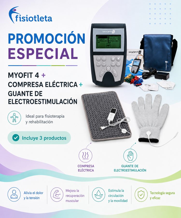 MYOFIT 4 + COMPRESA ELÉCTRICA + GUANTE DE ELECTROESTIMULACIÓN. ELECTROESTIMULADOR CON REGALOS ¡GRATIS!
