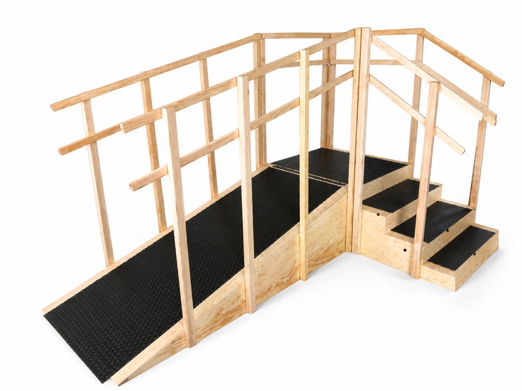 Rampa Terapéutica con Escalones y Pasamanos para Entrenamiento de Marcha