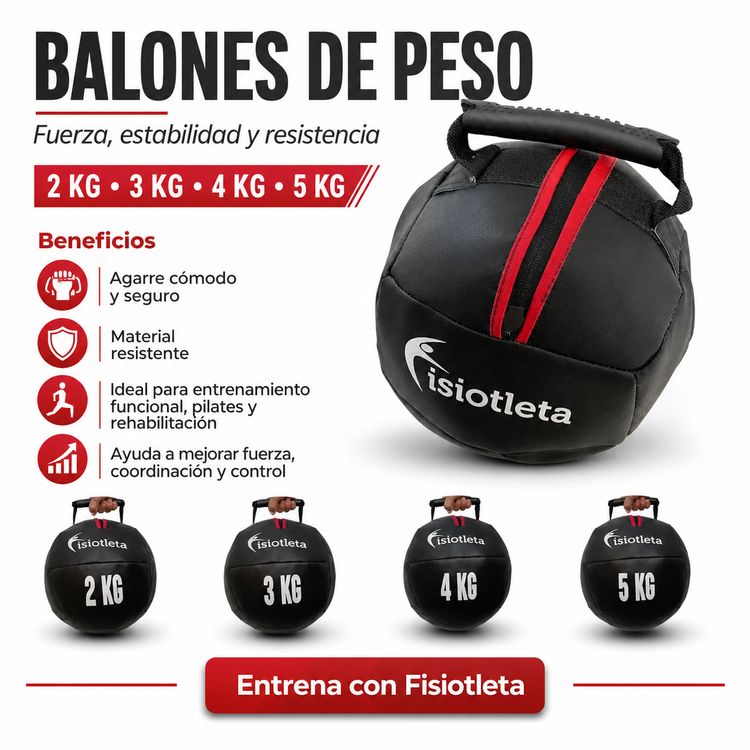 Set de Pelotas Medicinales 2, 3, 4 y 5 kg | Fitball de Peso para Fitness, Rehabilitación y Entrenamiento Funcional