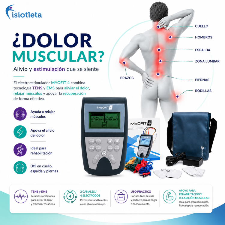 MYOFIT 4 + COMPRESA ELÉCTRICA + GUANTE DE ELECTROESTIMULACIÓN. ELECTROESTIMULADOR CON REGALOS ¡GRATIS!