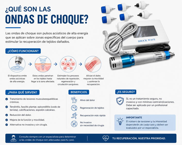 Equipo de Terapia por Ondas de Choque Portátil Radiales Shock Wave Premium 350W