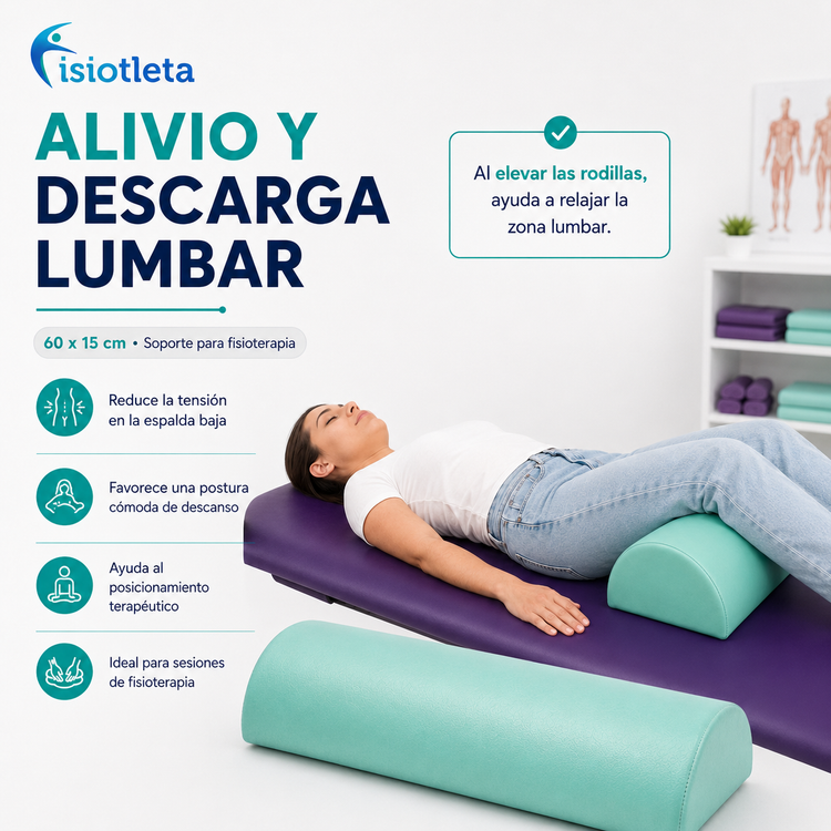 Medio Cilindro de Rehabilitación Fisiotleta 60 cm – Soporte Terapéutico para Fisioterapia Cojín de Apoyo de Cabeza y Piernas