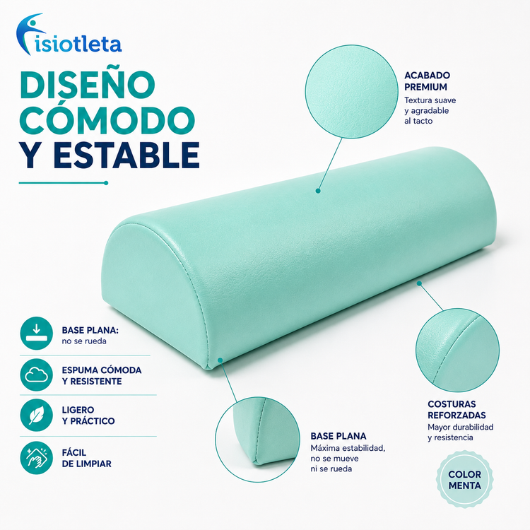 Medio Cilindro de Rehabilitación Fisiotleta 60 cm – Soporte Terapéutico para Fisioterapia Cojín de Apoyo de Cabeza y Piernas