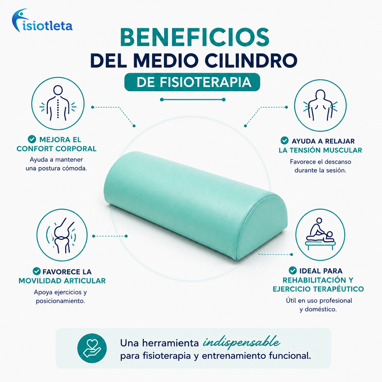 Medio Cilindro de Rehabilitación Fisiotleta 60 cm – Soporte Terapéutico para Fisioterapia Cojín de Apoyo de Cabeza y Piernas