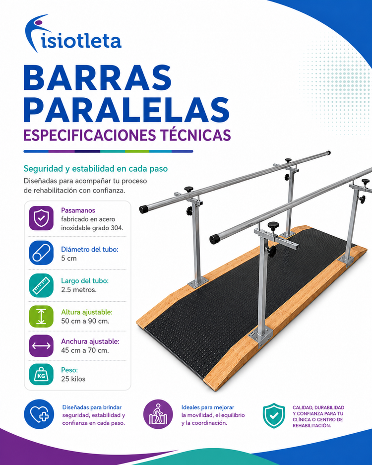 Barras paralelas con rampa para marcha con plataforma de 2.5 m