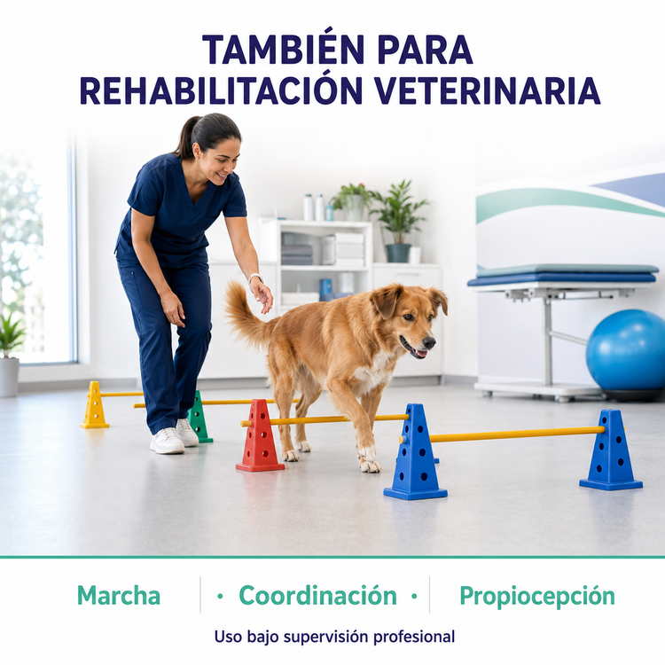 Kit de Conos De Obstáculos Cavaletti con Varas Extensibles para Fisioterapia y Agilidad