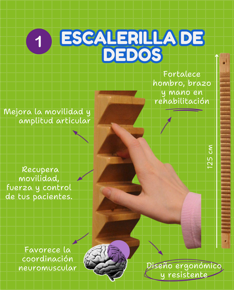 Escalerilla de Dedos de Madera para Rehabilitación Fisioterapia
