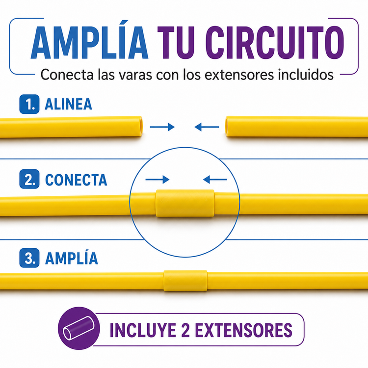 Kit de Conos De Obstáculos Cavaletti con Varas Extensibles para Fisioterapia y Agilidad