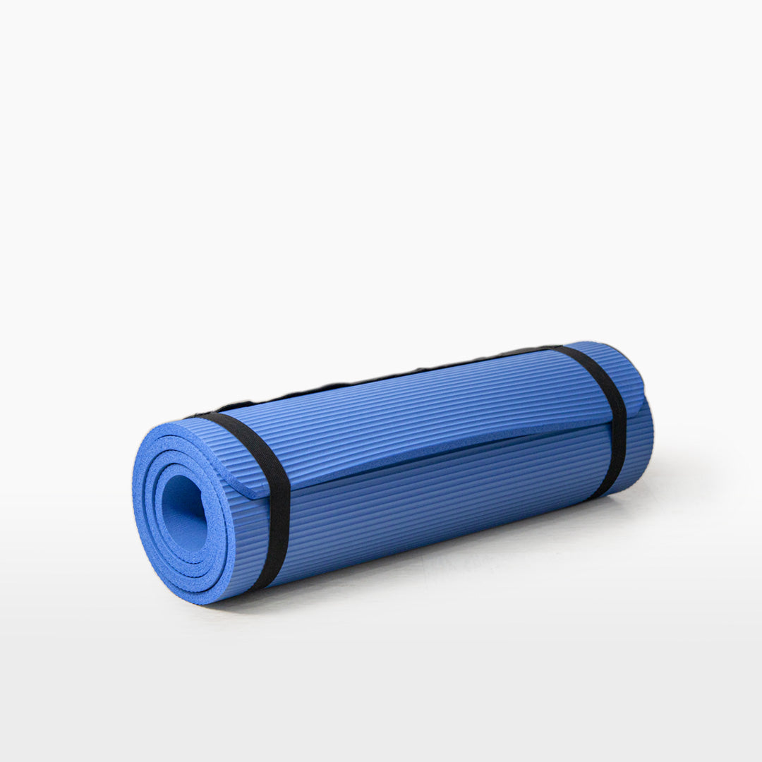 Tapete de ejercicio color Azul ligero y portátil con superficie texturizada