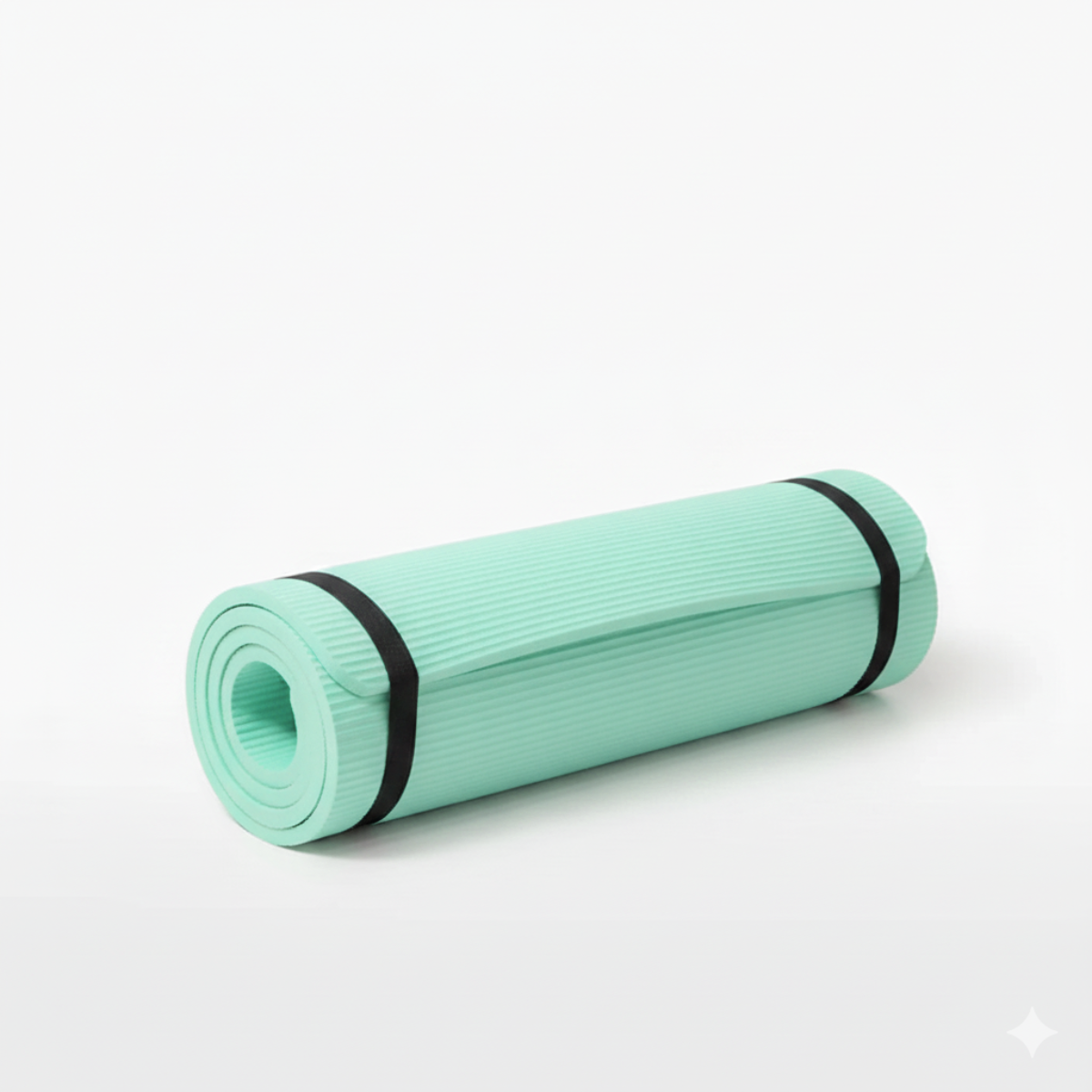 apete de yoga color Menta con textura antideslizante enrollado con banda de transporte