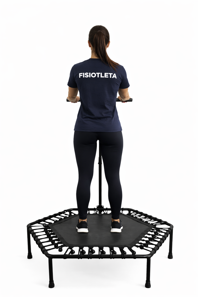 Trampolín de Ejercicio Aeróbico Hexagonal Negro con Barra Fitness Jumping