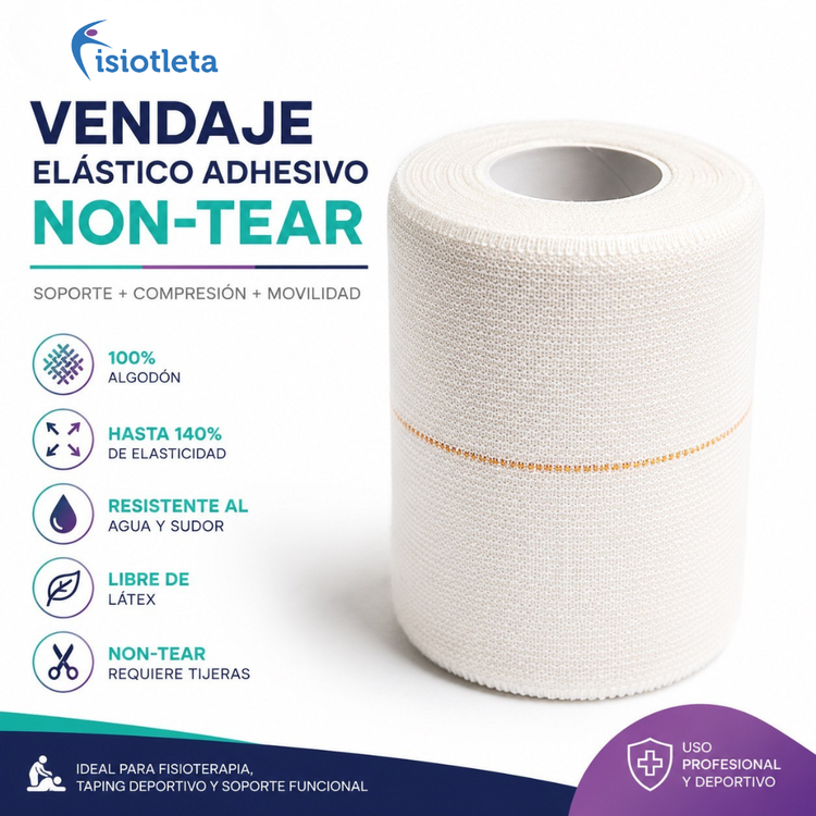 Vendaje Elástico Adhesivo Non-Tear 7.5 cm x 4.5 m | Tape Deportivo de Soporte