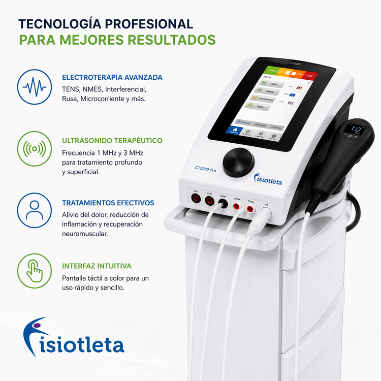 Equipo Combinado de Electroterapia y Ultrasonido CT2200 Pro 2 Canales | Fisioterapia Profesional Combo