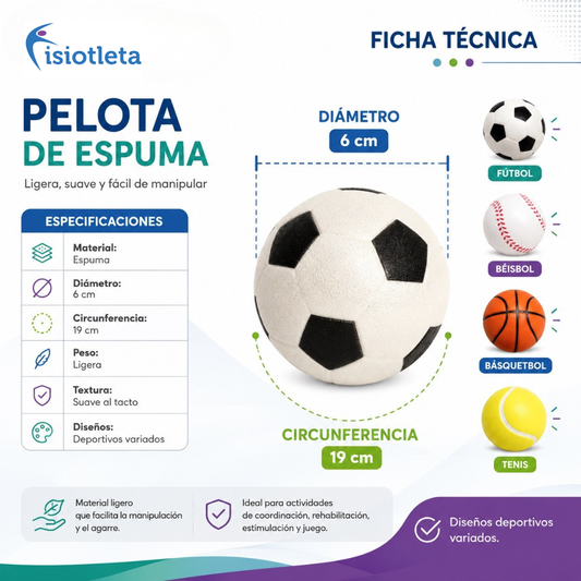 Pelota de Espuma Deportiva para Rehabilitación, Coordinación y Juego