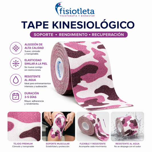 Cinta Kinesiológica Deportiva Camuflaje | Tape Neuromuscular para Alto Rendimiento y Recuperación