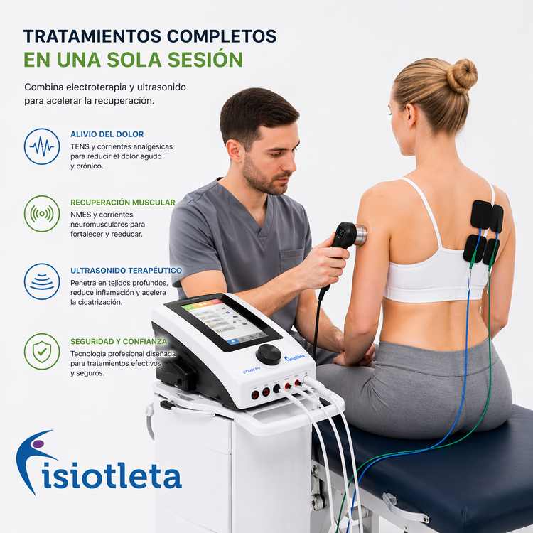 Equipo Combinado de Electroterapia y Ultrasonido CT2200 Pro 2 Canales | Fisioterapia Profesional Combo