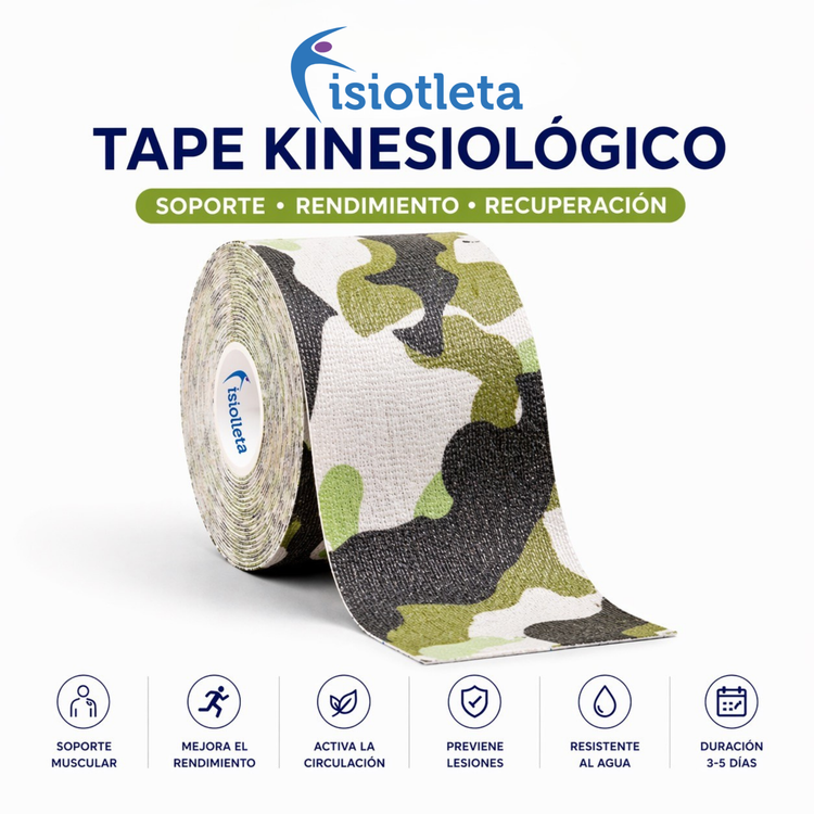Cinta Kinesiológica Deportiva Camuflaje | Tape Neuromuscular para Alto Rendimiento y Recuperación
