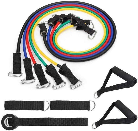 Set 11 accesorios con ligas de resistencia para entrenamiento